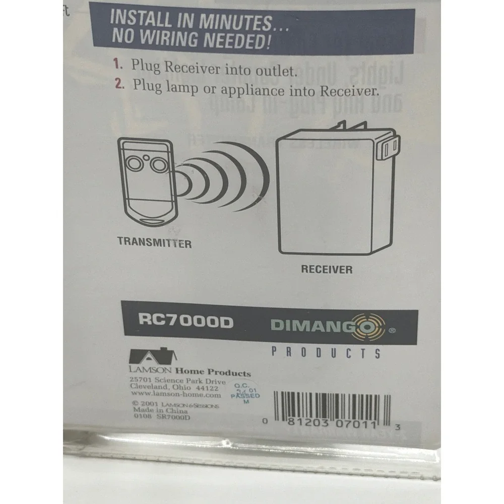 Dimango RC7000D Wireless Remote Control‎ On Off Outlet Receiver Transmitter 50ft